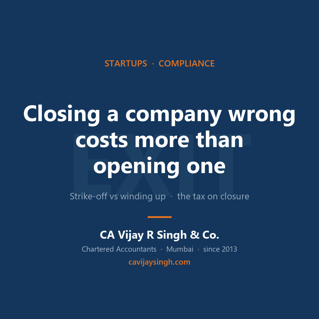 Founder choosing between strike-off and winding up to close a startup