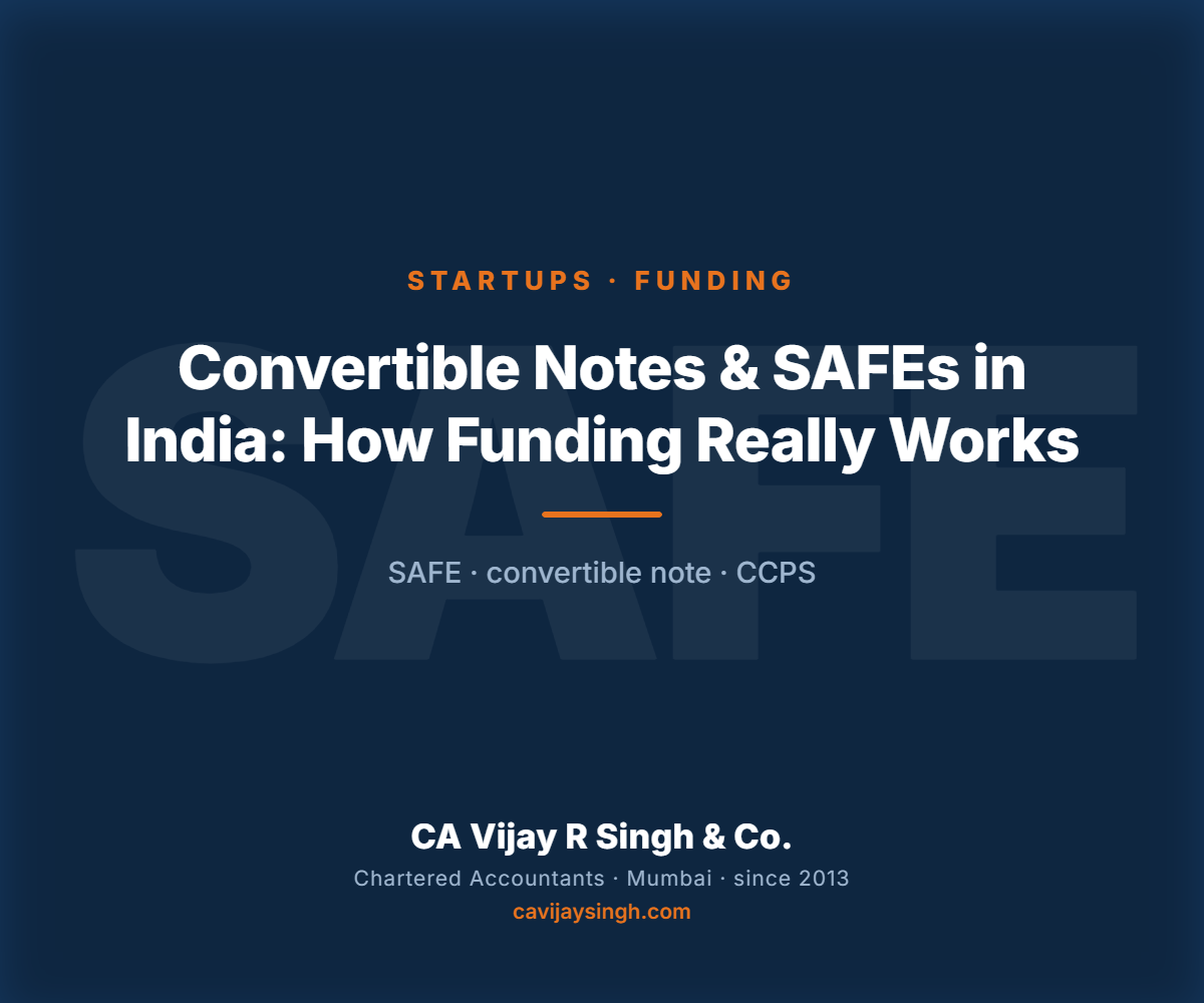 Convertible notes and SAFEs for startup funding in India