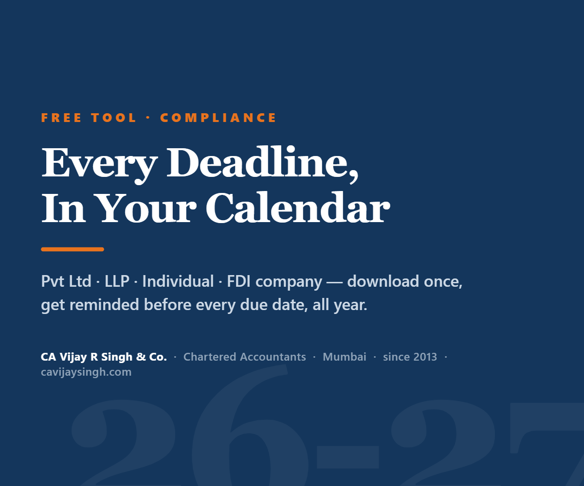 India compliance calendar FY 2026-27 free ics download for Pvt Ltd, LLP, individual and foreign-owned companies