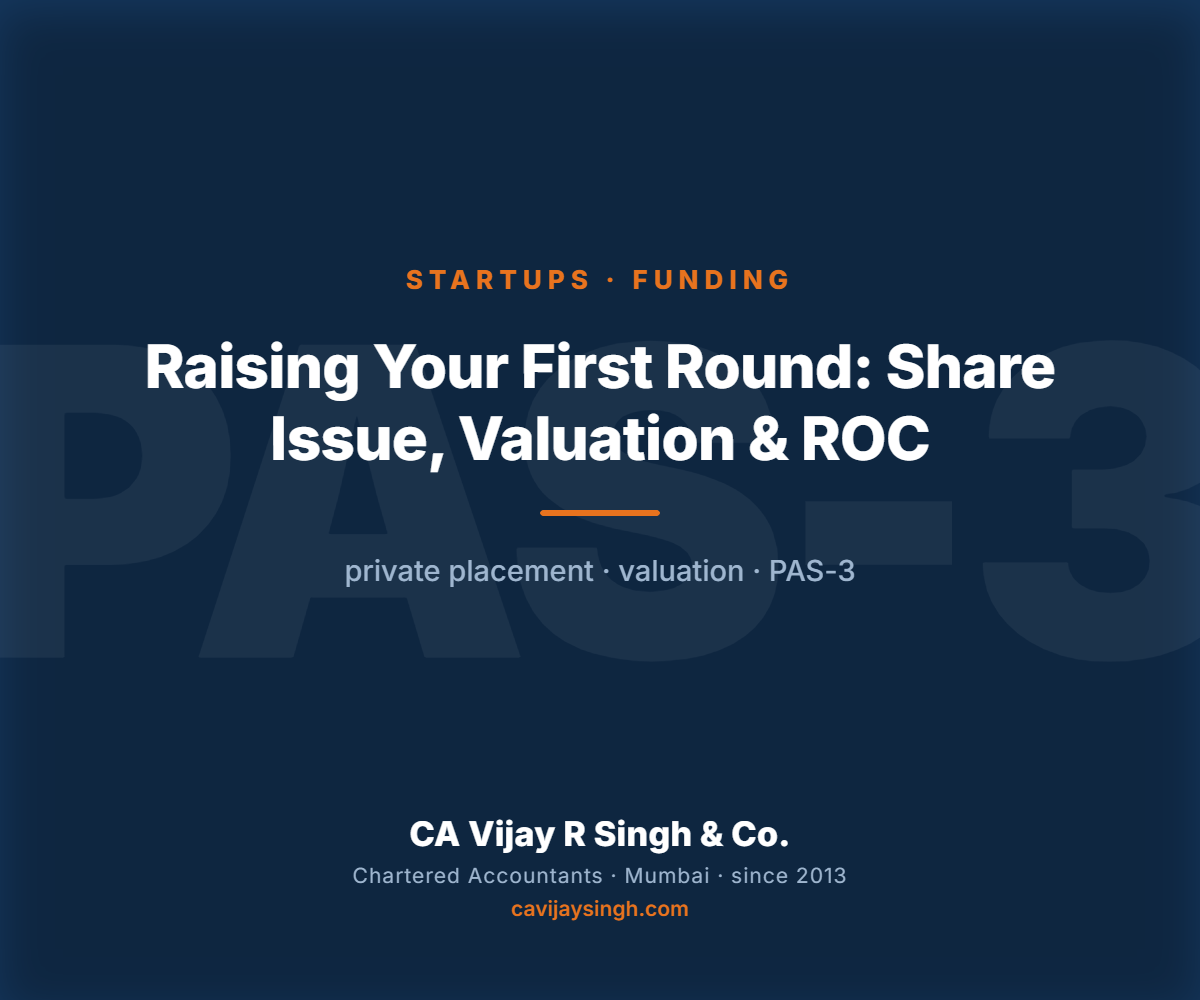 Startup share issue, valuation and ROC compliance in India