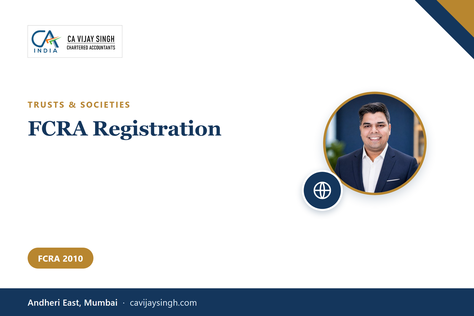 FCRA registration service for NGOs by Vijay R Singh & Co., Chartered Accountants, Andheri East, Mumbai